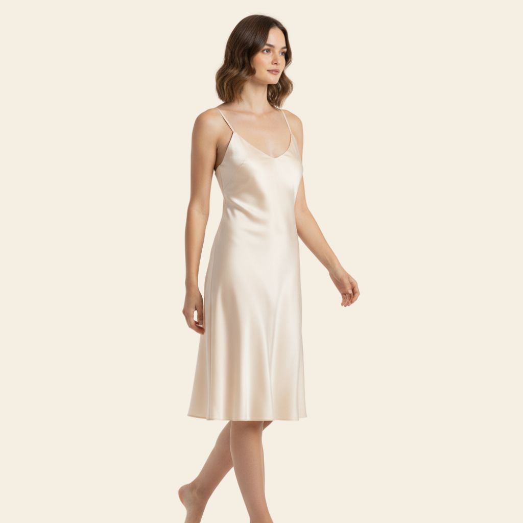 Mannequin debout avec une robe de nuit en soie