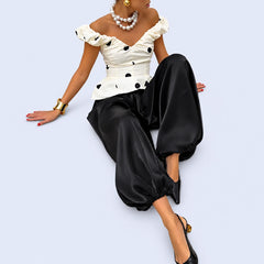 Pantalon ballon ample élastique en satin brillant | Satin Lifestyle