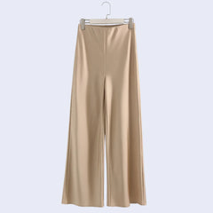 Pantalon brillant droit chic en satin élastique - Satin Lifestyle