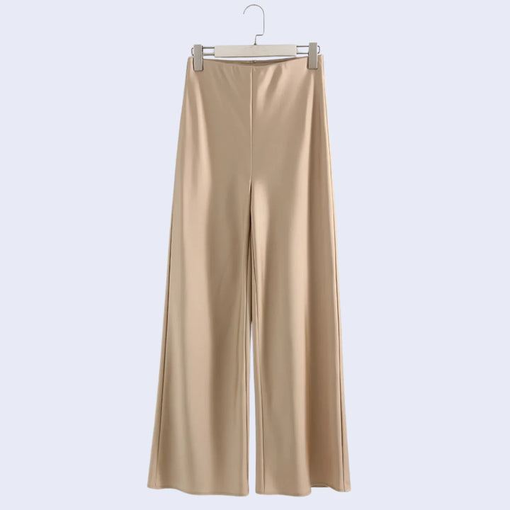 Pantalon brillant droit chic en satin élastique - Satin Lifestyle