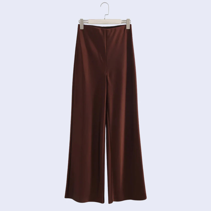Pantalon brillant droit chic en satin élastique - Satin Lifestyle