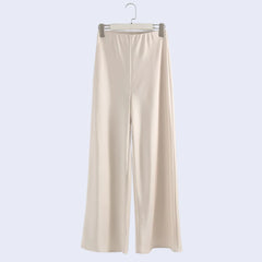 Pantalon brillant droit chic en satin élastique - Satin Lifestyle