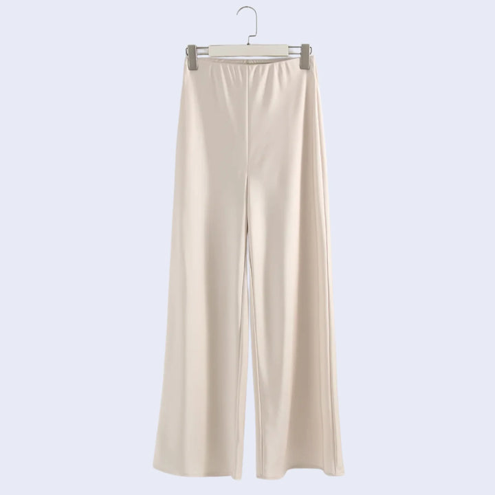 Pantalon brillant droit chic en satin élastique - Satin Lifestyle