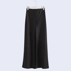 Pantalon brillant droit chic en satin élastique - Satin Lifestyle