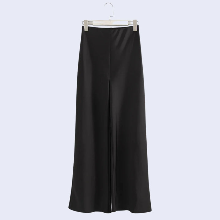 Pantalon brillant droit chic en satin élastique - Satin Lifestyle