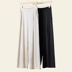 Modèles de pantalons droits chics unis en soie