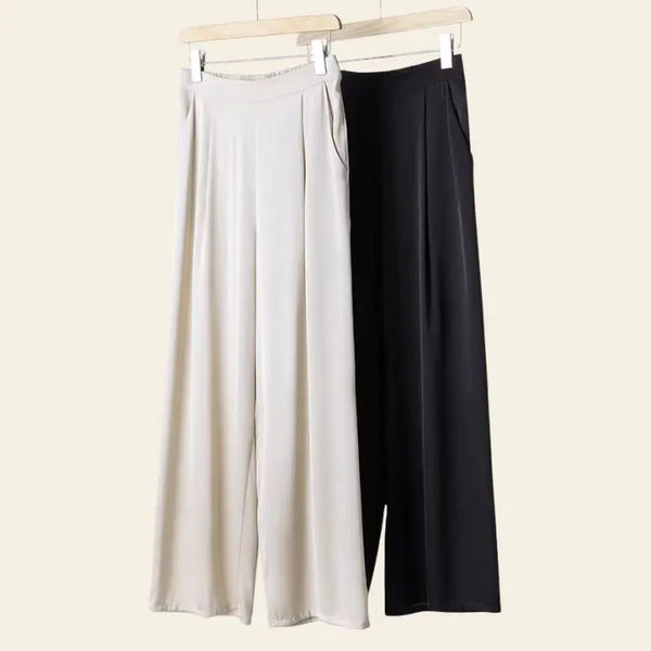 Modèles de pantalons droits chics unis en soie