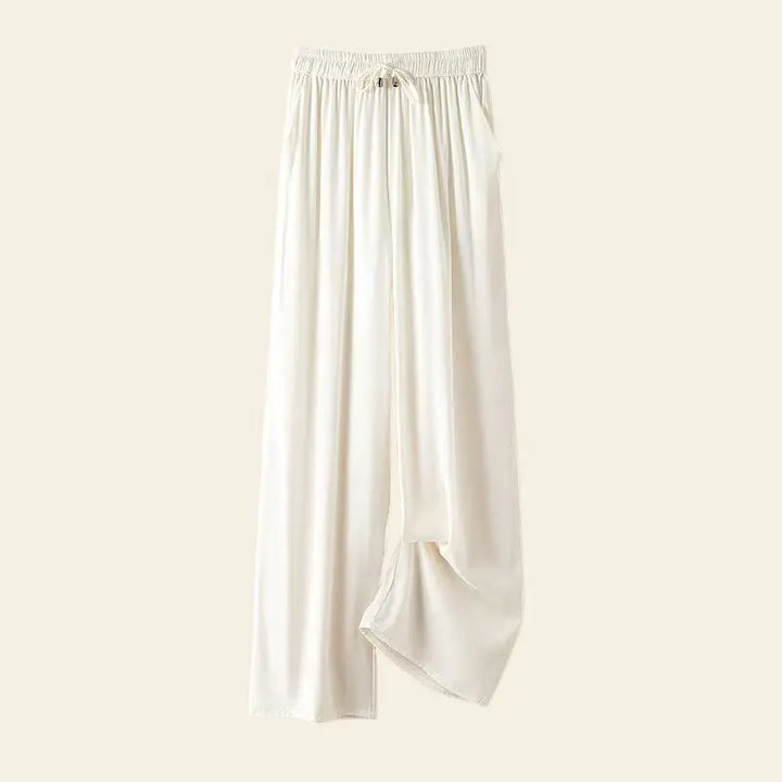 Pantalon élégant coupe fluide et longue en soie de mûrier blanc