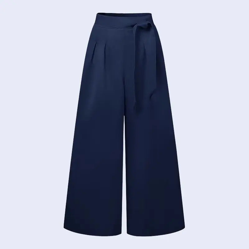 Avant d'un pantalon large plissé avec fermeture zip en satin couleur bleu marine
