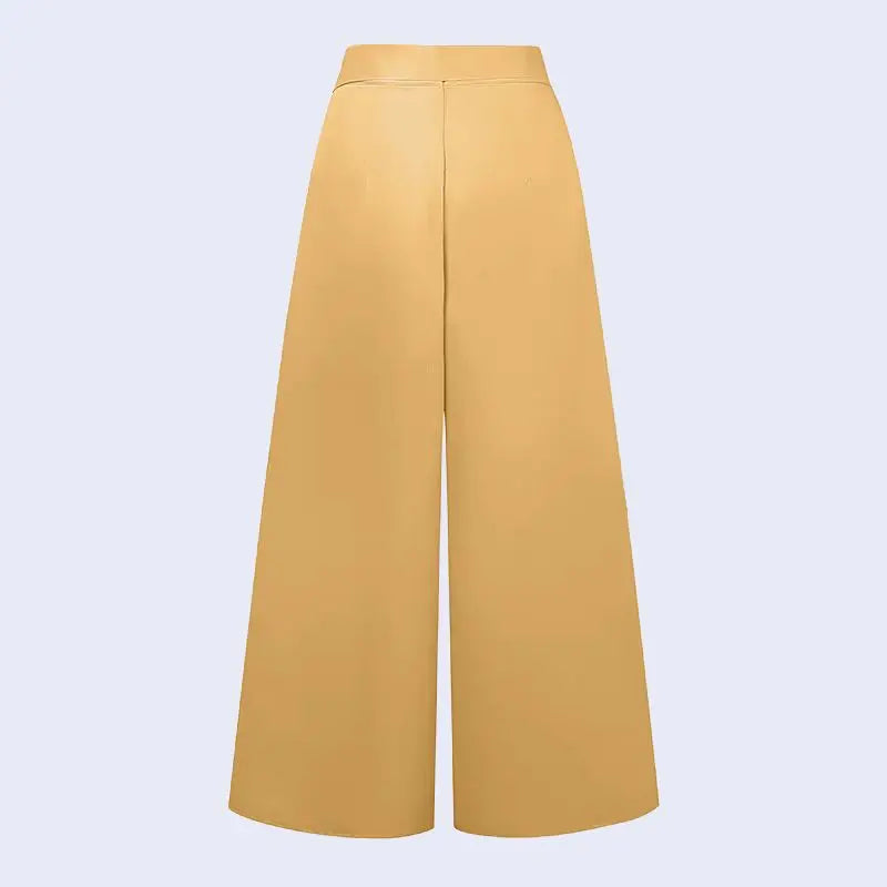 Avant d'un pantalon large plissé avec fermeture zip en satin couleur jaune