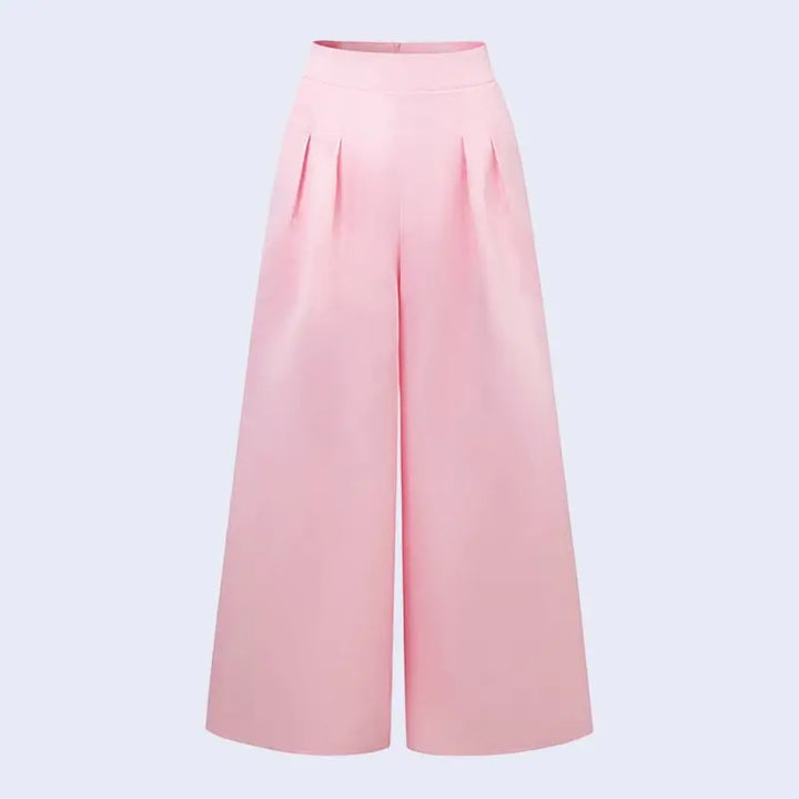 Avant d'un pantalon large plissé avec fermeture zip en satin couleur rose
