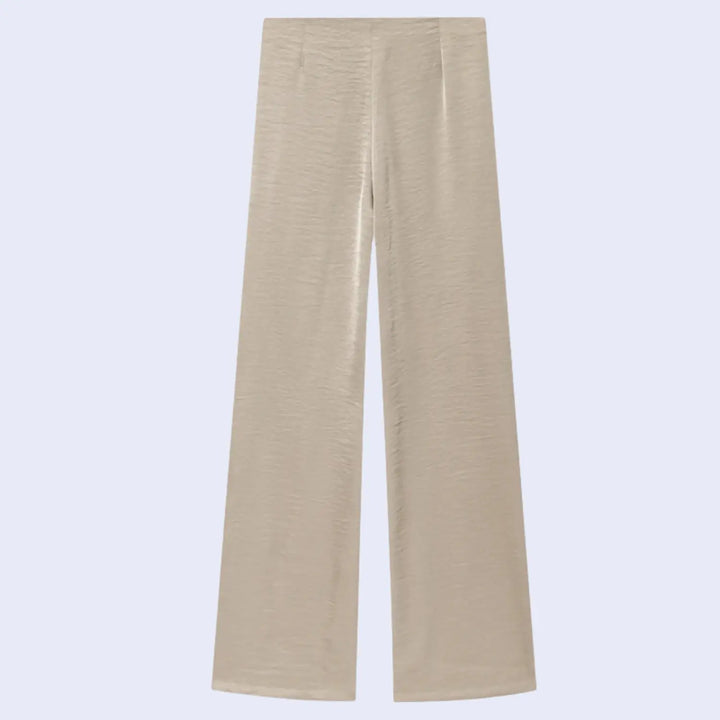 Pantalon long brillant chic en satin beige l Satin Lifestyle