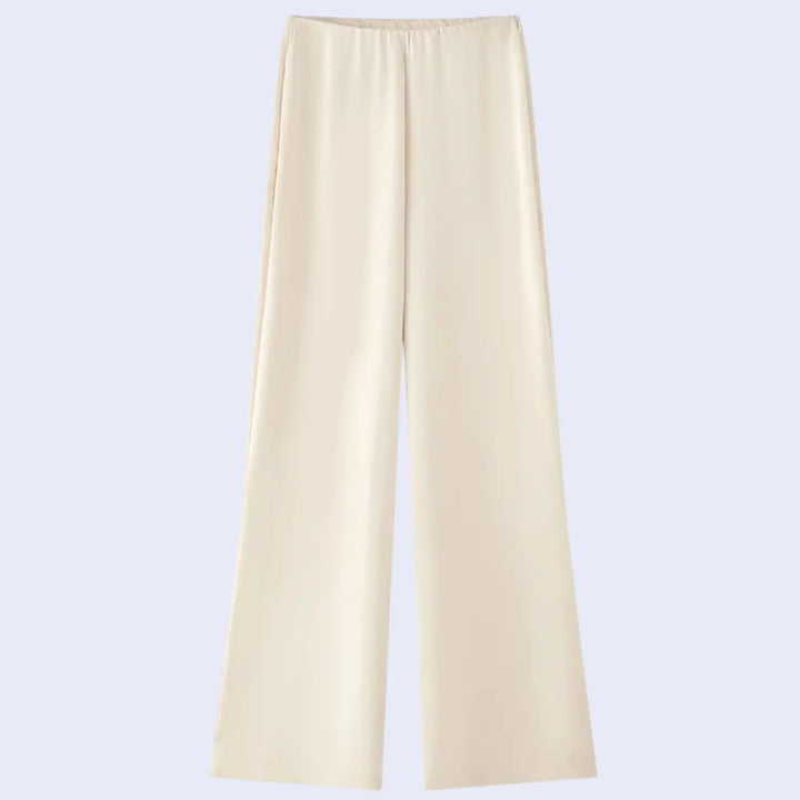 Pantalon long brillant chic en satin ivoire l Satin Lifestyle