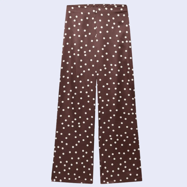 Pantalon long brillant chic en satin marron l Satin Lifestyle