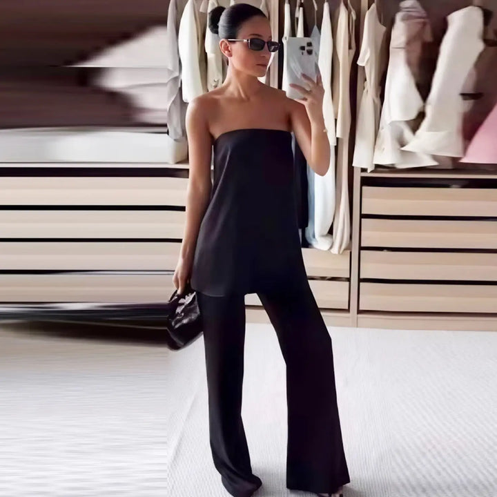 Pantalon long brillant chic en satin marron l Satin Lifestyle
