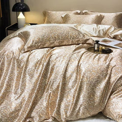 Parure de lit en soie dorée