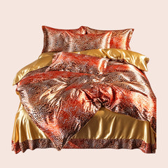 Parure de lit complète motifs jungle en soie | Satin Lifestyle