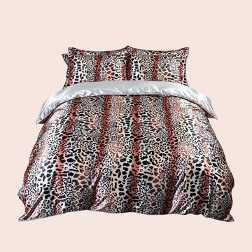 Parure de lit complète motifs jungle en soie | Satin Lifestyle