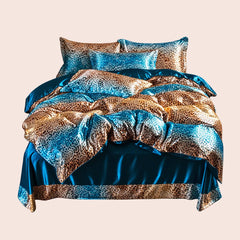 Parure de lit complète motifs jungle en soie | Satin Lifestyle