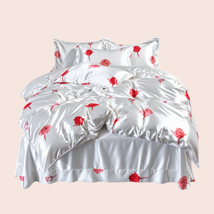 Parure de lit complète motifs jungle en soie | Satin Lifestyle