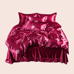 Parure de lit complète motifs jungle en soie | Satin Lifestyle