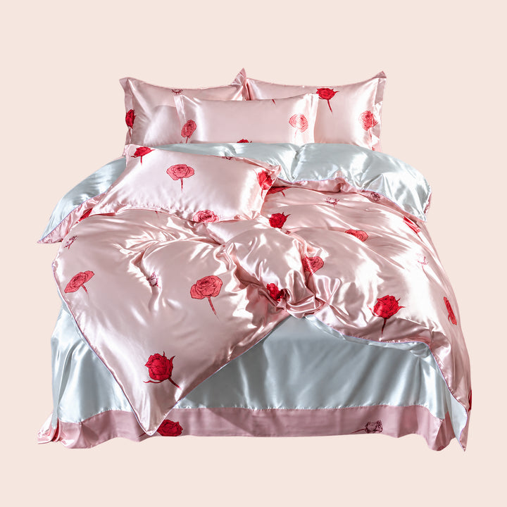 Parure de lit complète motifs jungle en soie | Satin Lifestyle
