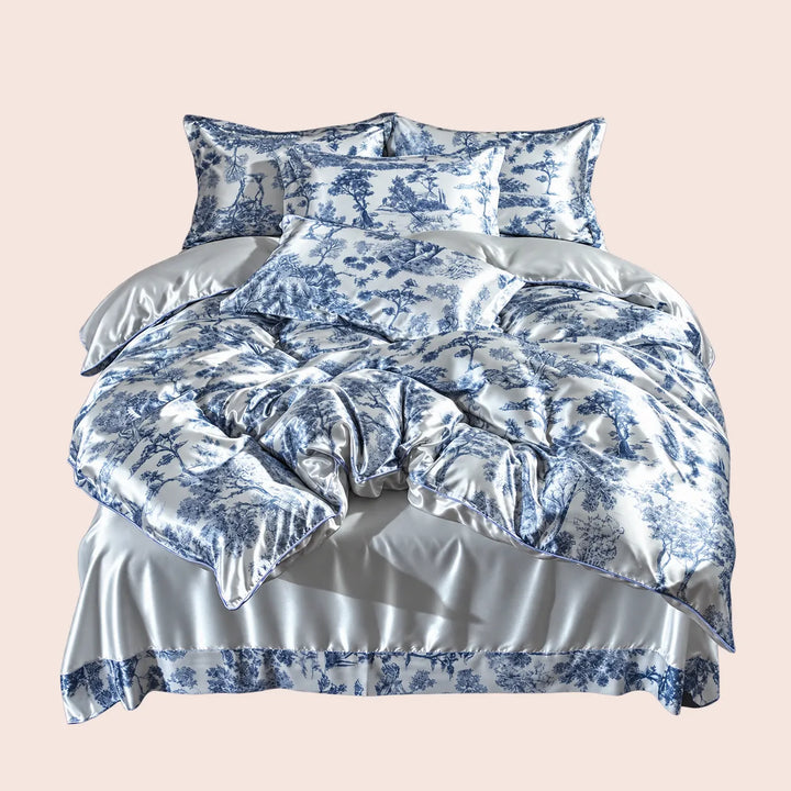 Parure de lit complète motifs jungle en soie | Satin Lifestyle