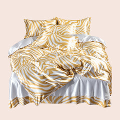 Parure de lit complète motifs jungle en soie | Satin Lifestyle