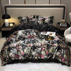 Parure de lit en soie noir