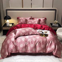 Parure de lit en soie rouge