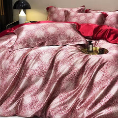 Parure de lit en soie rouge