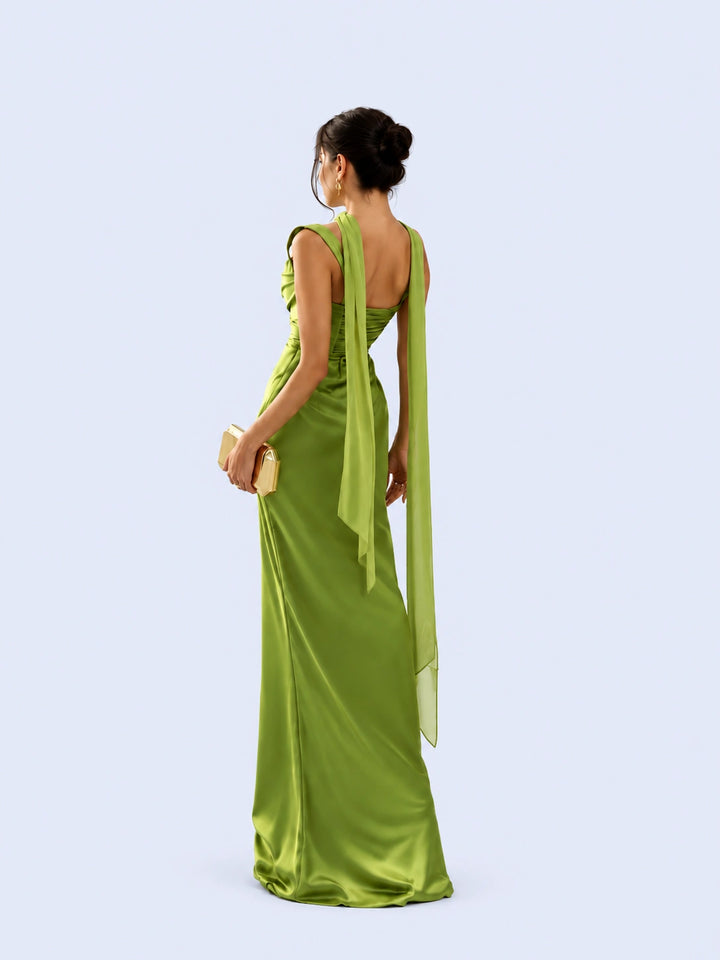 Robe maxi moulante dos nu à lacets en satin | Satin Lifestyle