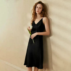 Robe de nuit mi-longue brillante en soie l Satin Lifestyle