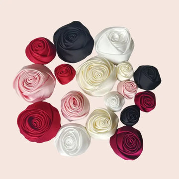 Modèles de roses fermées artificielles en satin de soie