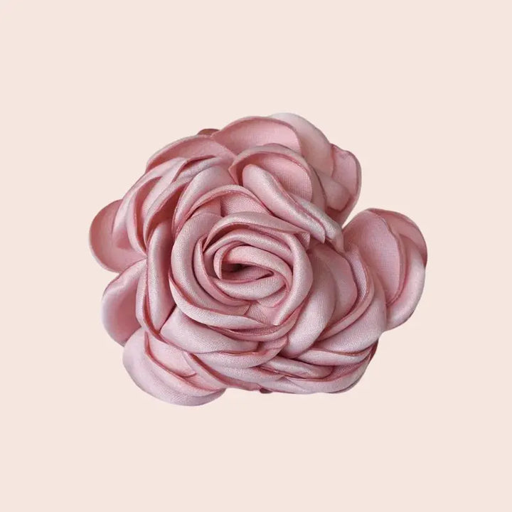 Roses ouvertes artificielles en satin de soie rose