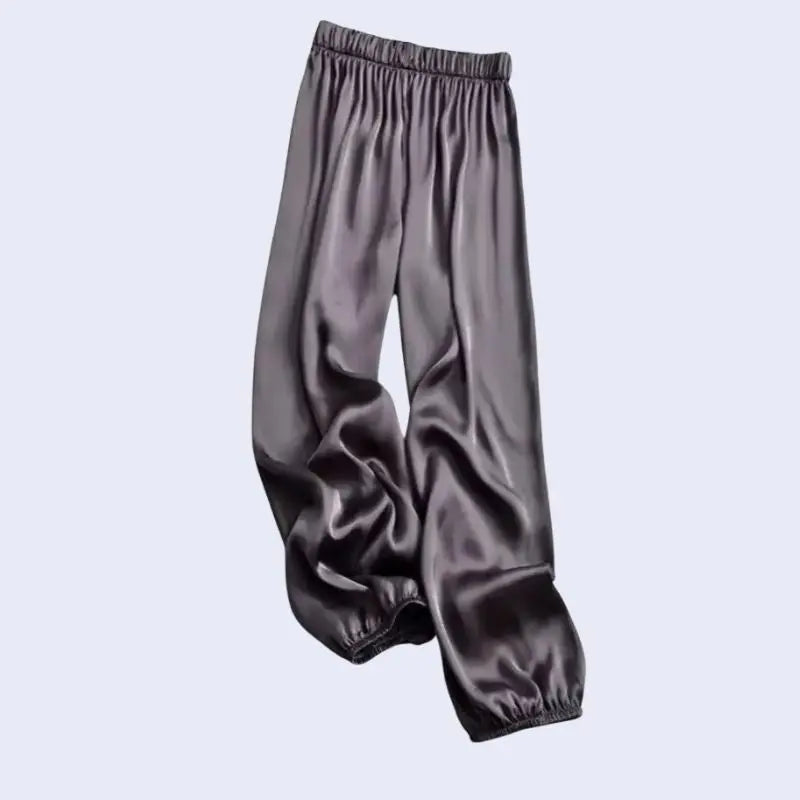 Sarouel brillant chevilles en satin gris