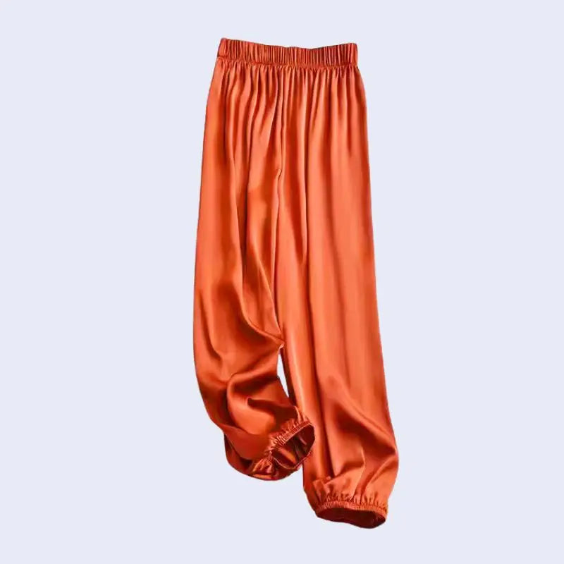 Sarouel brillant chevilles en satin orange