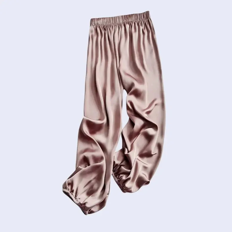 Sarouel brillant chevilles en satin rose