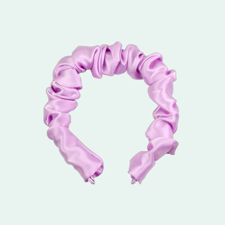 Serre-tête large plissé en pure soie 19 mommes | Satin Lifestyle