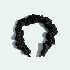Serre-tête large plissé en pure soie 19 mommes | Satin Lifestyle