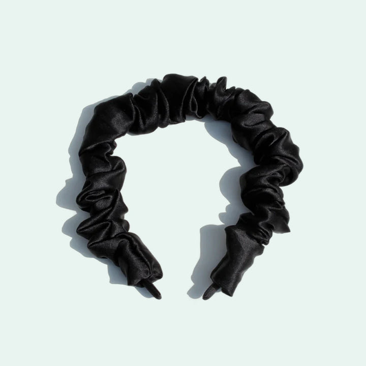 Serre-tête large plissé en pure soie 19 mommes | Satin Lifestyle