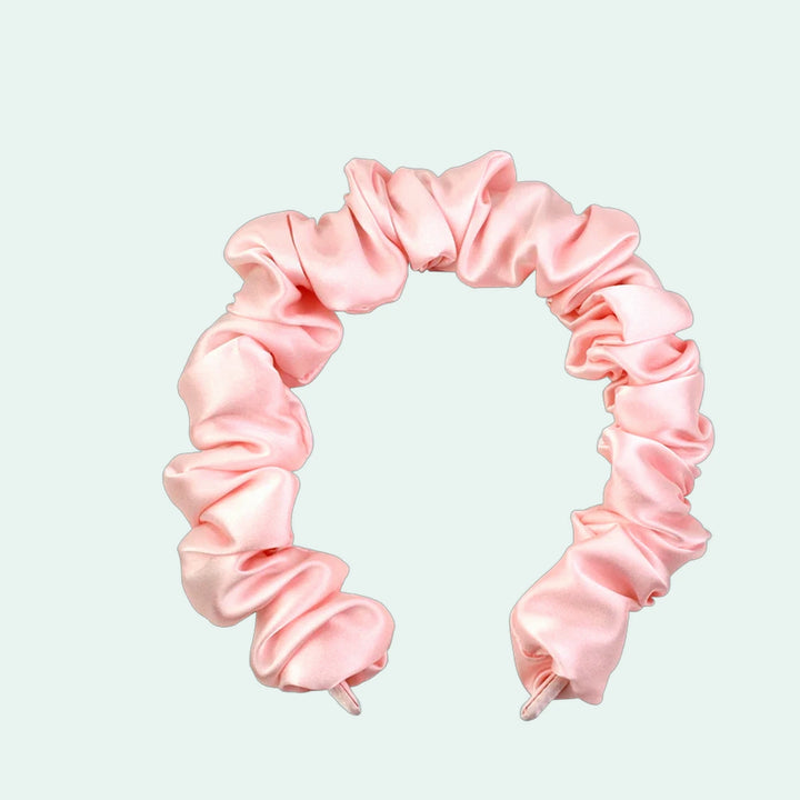 Serre-tête large plissé en pure soie 19 mommes | Satin Lifestyle