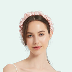 Serre-tête large plissé en pure soie 19 mommes | Satin Lifestyle