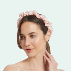 Serre-tête large plissé en pure soie 19 mommes | Satin Lifestyle