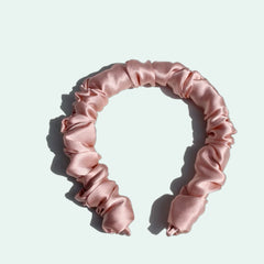Serre-tête large plissé en pure soie 19 mommes | Satin Lifestyle