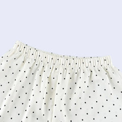 Short blanc à pois noirs en satin l Satin Lifestyle