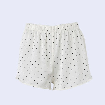Short blanc à pois noirs en satin l Satin Lifestyle