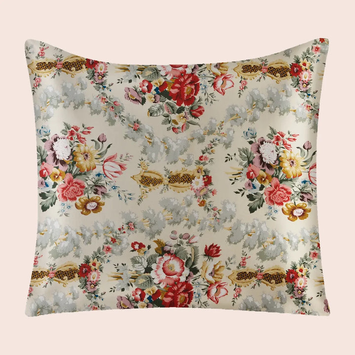 Taie d'oreiller carrée florale en soie | Satin Lifestyle