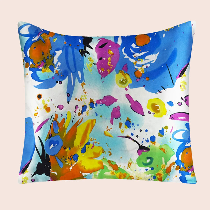 Taie d'oreiller carrée florale en soie | Satin Lifestyle