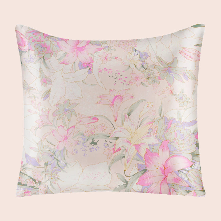 Taie d'oreiller carrée florale en soie | Satin Lifestyle